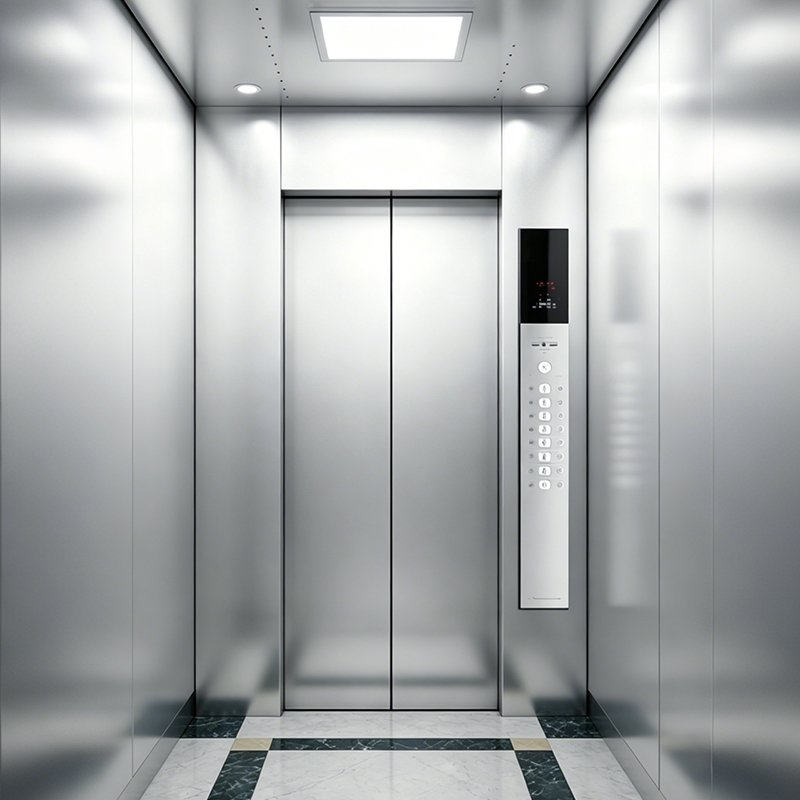 Ascenseur de passagers en acier inoxydable Hairline avec salle des machines