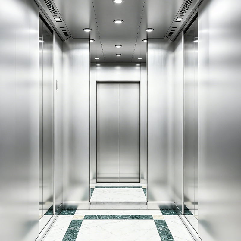 Ascenseur de passagers en acier inoxydable Mirror & Hairline pour hôtels