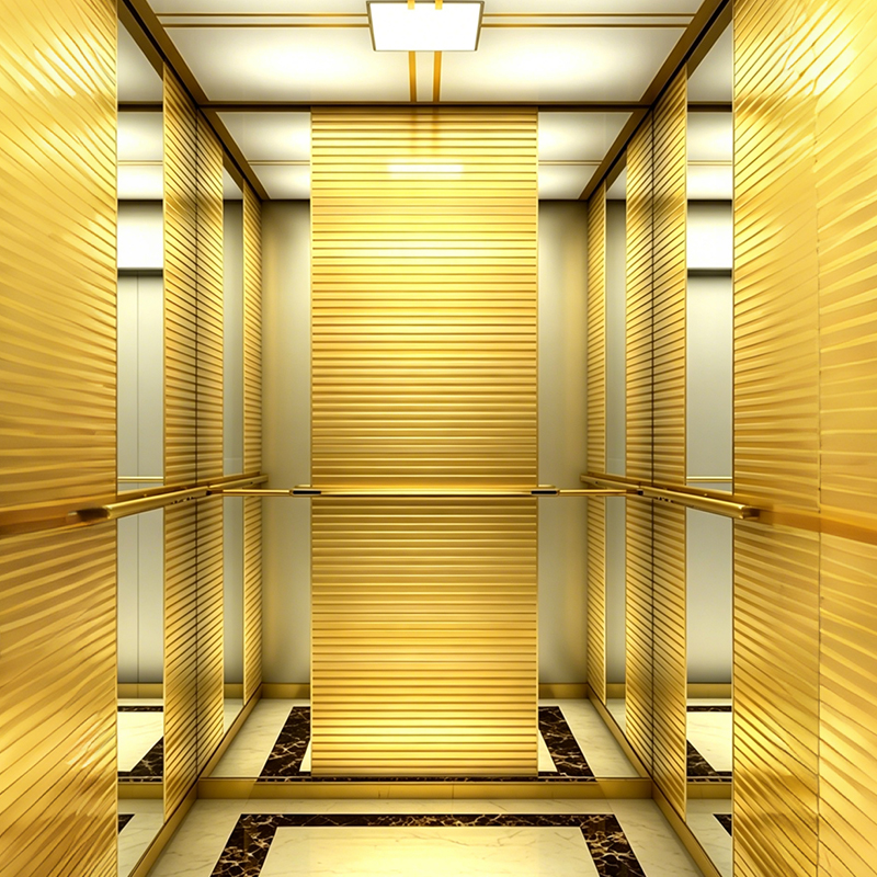 Ascenseur de passagers en acier inoxydable titane or pour supermarché