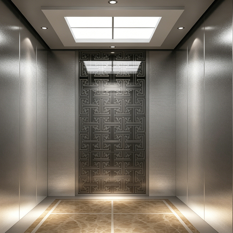 Ascenseur de passager gravé de miroir en titane noir