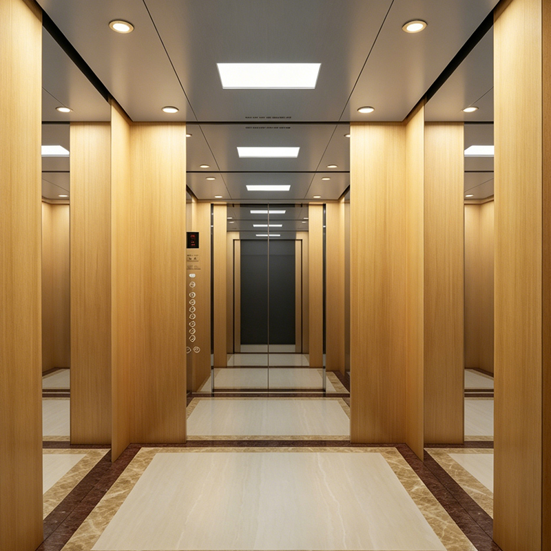 Ascenseur commercial avec finition en placage de bois